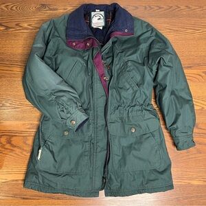 Vintage 90’s Alaska Frontier Classic Maroon and Emerald Green Coat size Medium